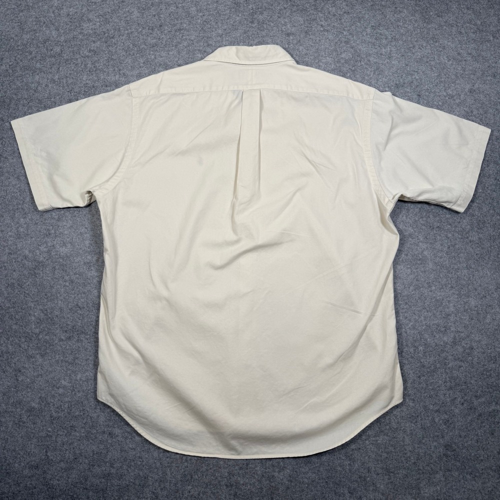 Ralph Lauren Blaire Mens Large Cream Short Sleeve Cotton Button Down Shirt Pony - Picture 3 of 9